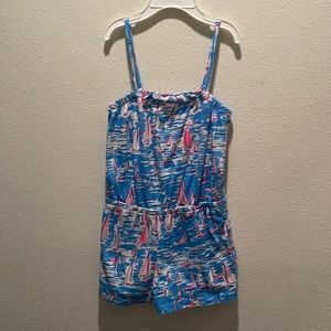 Lilly Pulitzer kids pink and blue sailboat romper size s 4-5